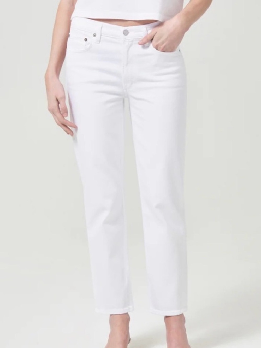 Agolde Kye ankle straight leg jeans  - White